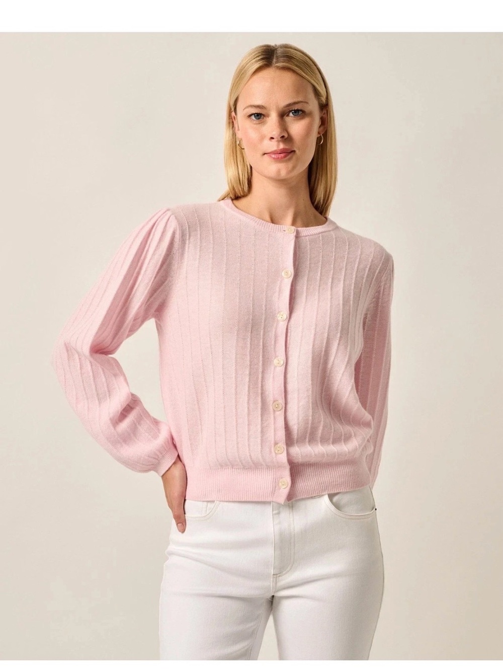 NWT $228 Johnnie-O Alma Cashmere Blend Cardigan Women Cherry Blossom pink sz L